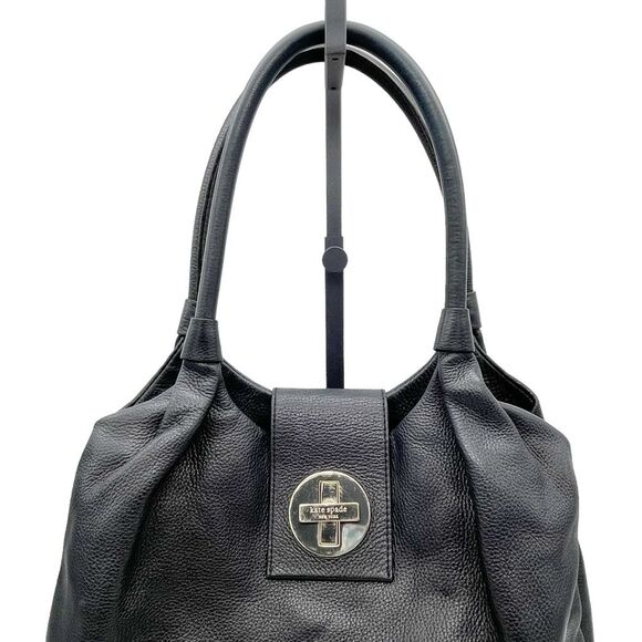 Kate Spade Bag Bexley Stevie Pebbled Black Leather Handbag Medium Slouchy Tote - Picture 5 of 16